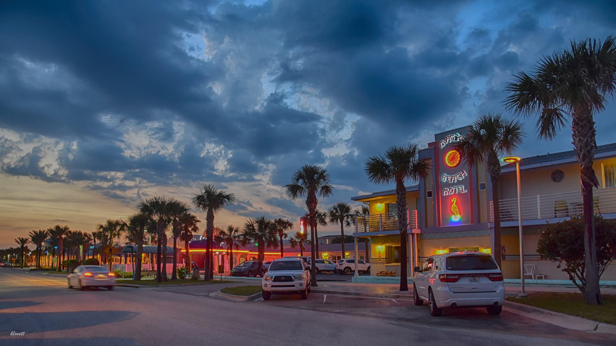 Historic downtown street at dusk